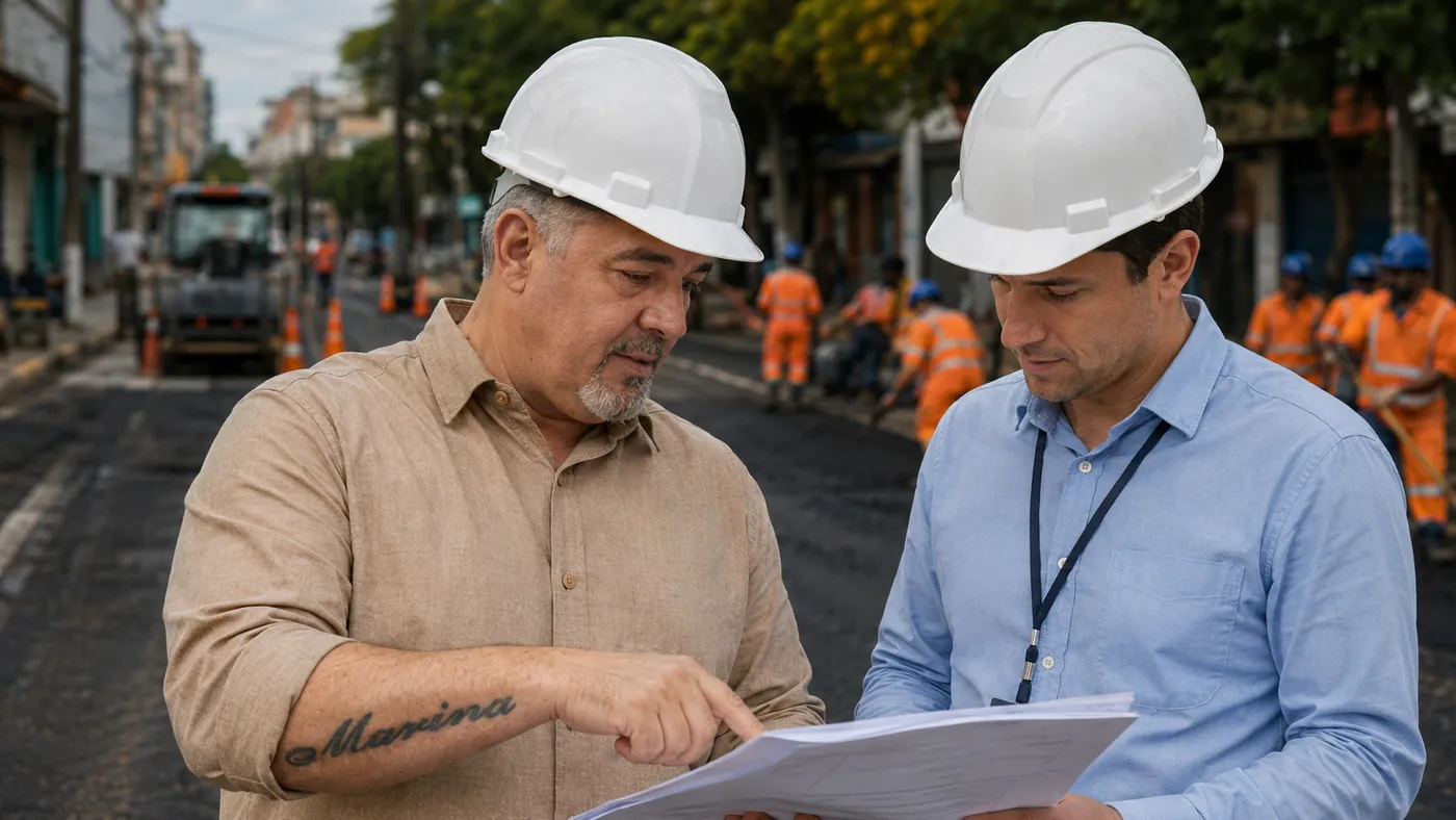 Marco Cobra em visita a obra